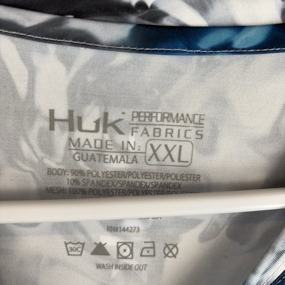 Huk Performance Fishing Shirt Mens 2XL Long Sleeve Mossy Oak Hydro Camo UPF - Picture 4 of 7